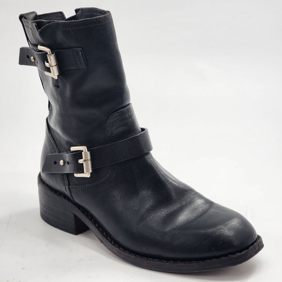 RAG & BONE Black Leather Biker Combat & Moto Boots 8.5 - Picture 3 of 8